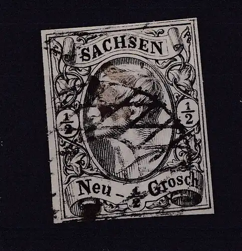 König Johann I ½ Ngr. mit Nummernstempel 155 (= Meuselwitz)