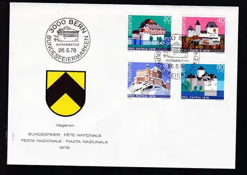 Pro Patria 1978 Schlösser auf FDC ohne Anschrift