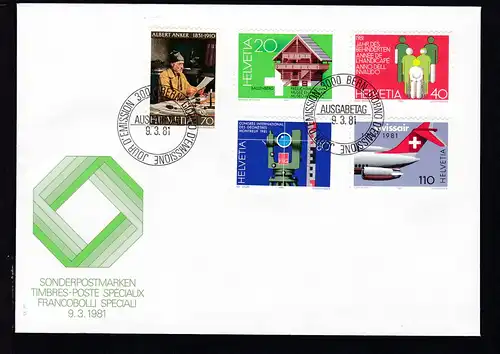 Jahresereignisse I auf FDC ohne Anschrift