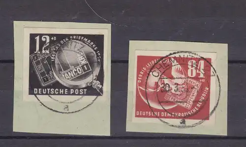 DEBRIA 1950 Blockmarken auf Briefstücken
