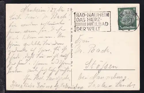 Bad Nauheim Maschinenstempel BAD NAUHEIM **g 27.5.37 BAD-NAUHEIM 