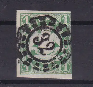 Wappen 1 Kr. mit Mühlradstempel 32 (= Bamberg))