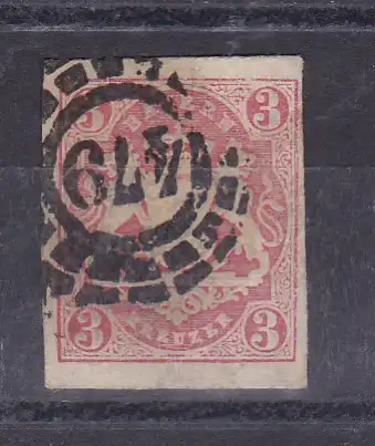 Wappen 3 Kr. mit Mühlradstempel 479 (= Schweinfurt))