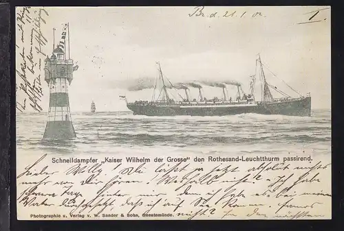 Dampfer "Kaiser Wilhelm der Grosse", Repro, rs Leimrest