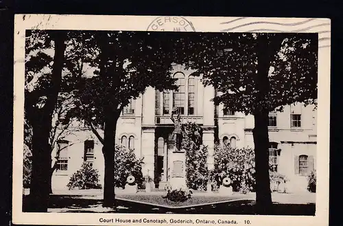 König Georg VI. 2 C. auf AK (Goderich Court House and Cenotaph) ab Goderich 