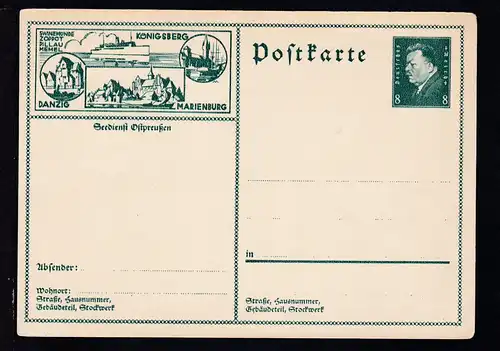 Ebert 8 Pfg. mit Bild "Seedienst Ostpreußen"