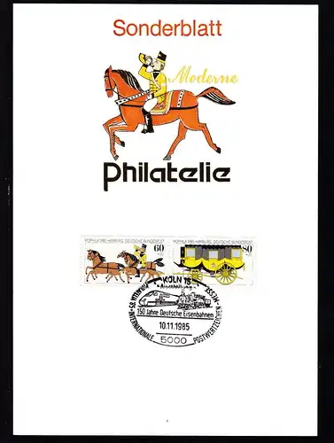 Sonderblatt Ausstellung "150 Jahre Deutsche Eisenbahnen" Köln 1985