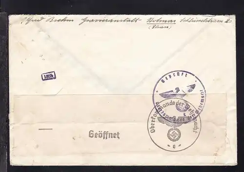 Hindenburg 25 Pfg. mit Aufdruck "Elsaß" auf Brief ab Kolmar 25.3.41