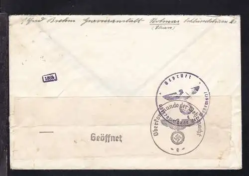 Hindenburg 25 Pfg. mit Aufdruck "Elsaß" auf Brief ab Kolmar 25.3.41