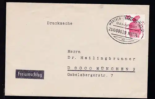 MÜNCHEN-FRANKFURT AM MAIN BAHNPOST ac ZUG 00629 16.10.74 auf Brief