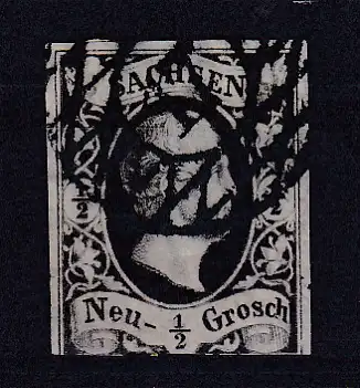 König Friedrich August II ½  Ngr. mit Nummernstempel 17 (= Glauchau) 