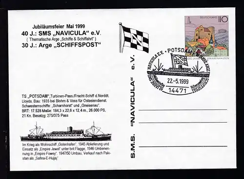 POTSDAM 14471 Jubiläumstreffen Vollversammlung 40 JAHRE SMS NAVICULA E.V. 