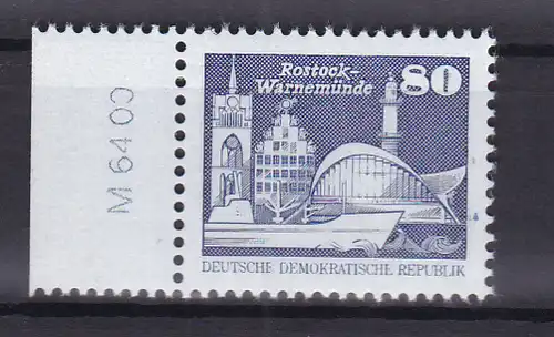 Bauwerke Kleinformat 80 Pfg. Randstück mit Reihenwertzähler