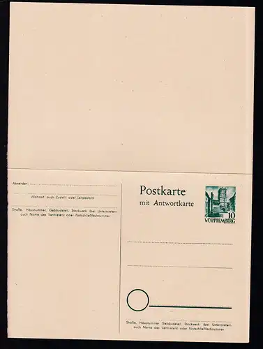 Württemberg Postkarte 10/10 Pfg.