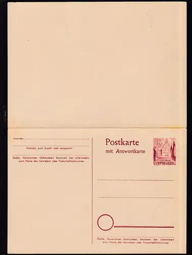 Württemberg Postkarte 8/8 Pfg.