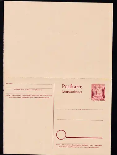 Württemberg Postkarte 8/8 Pfg.