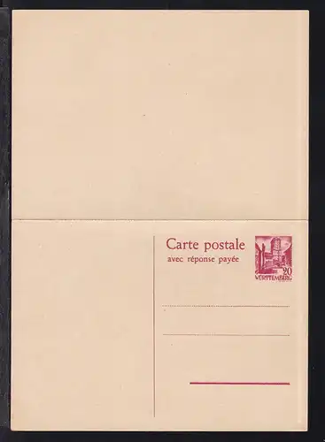 Württemberg Postkarte 20/20 Pfg.