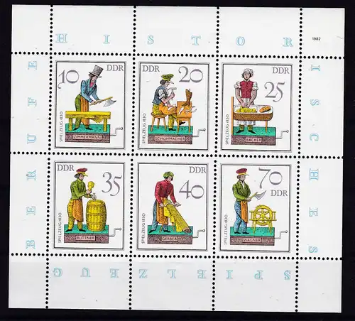 Historisches Spielzeug (III) Handwerker, Kleinbogen **