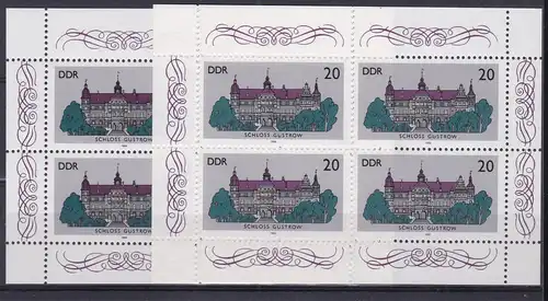 Schlösser 10 Pfg. und 20 Pfg, 2 Kleinbögen **