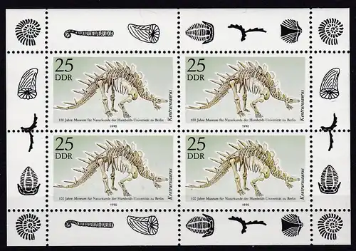 100 Jahre Naturkundemuseumm der Humboldtuniversität Berlin 25 Pfg. Kleinbogen **