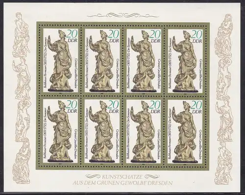 Kunstwerke aus dem Grünen Gewölbe Dresden 20 Pfg., Kleinbogen **