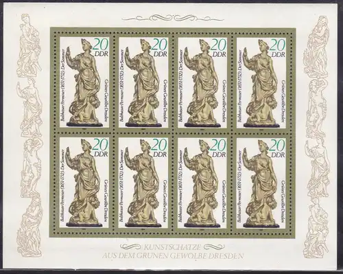 Kunstwerke aus dem Grünen Gewölbe Dresden 20 Pfg., Kleinbogen **