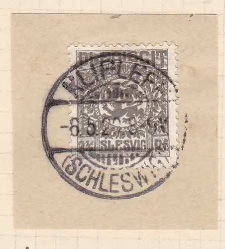 Wappen 2½  Pfg. auf Briefstück mit Stempel KLIPLEFF (SCHLESWIG) 8.5.20