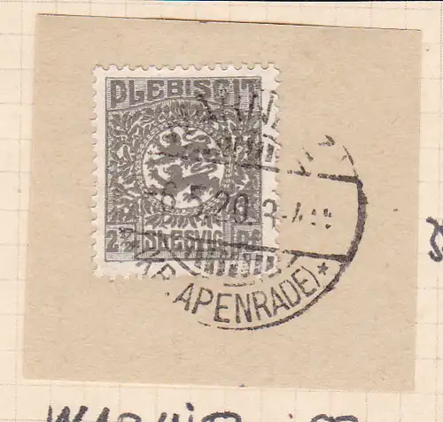 Wappen 2½  Pfg. auf Briefstück mit Stempel WARNITZ (Kr. APENRADE) 6.5.20