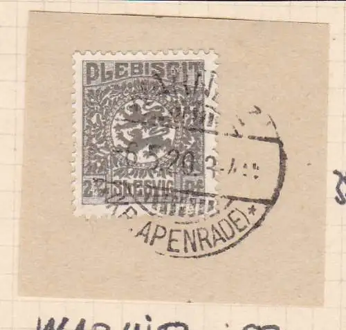 Wappen 2½  Pfg. auf Briefstück mit Stempel WARNITZ (Kr. APENRADE) 6.5.20