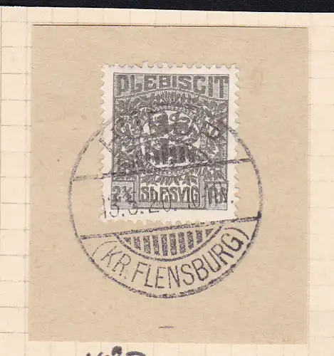 Wappen 2½  Pfg. auf Briefstück mit Stempel HÜRUP (KR. FLENSBURG) 13.5.20