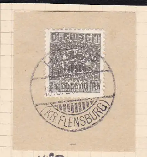 Wappen 2½  Pfg. auf Briefstück mit Stempel HÜRUP (KR. FLENSBURG) 13.5.20