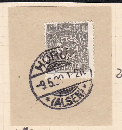 Wappen 2½  Pfg. auf Briefstück mit Stempel HÖRUP (ALSEN) ** 9.5.20