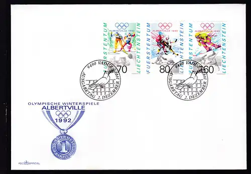 Olympische Winterspiwle Albertville 1992 auf FDC ohne Anschrift