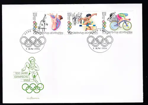 100 Jahre Olympische Spiele auf FDC ohne Anschrift