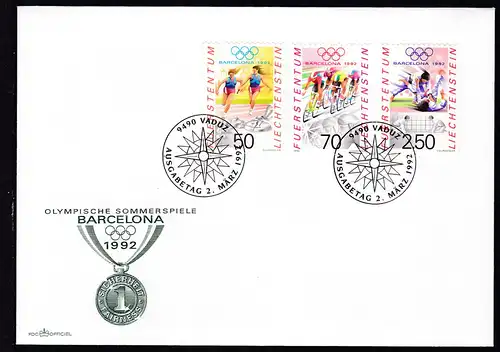 Olympische Sommerspiele Barcelona 1992 auf FDC ohne Anschrift