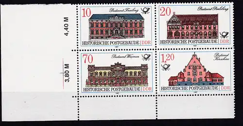 Historische Postgebäude Eckrand-Viererblock **