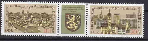 Briefmarkemausstellung junger Philatelisten Gera 1976 Zusammendruck **