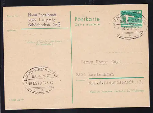 Bauwerke Kleinformat 10 Pfg. mit Bahnpoststempel 