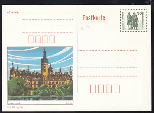 Bauten und Denkmäler 30 Pfg. Bildpostkarte (Schwerin)