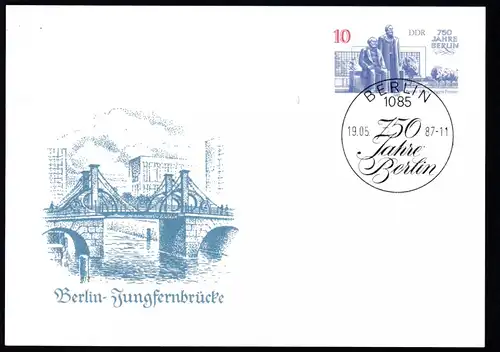 750 Jahre Berlin 10 Pfg. mit Blanko-Sonderstempel