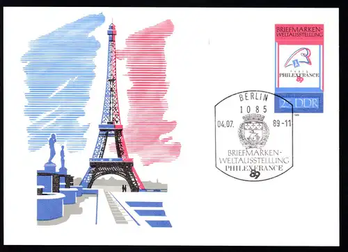 Briefmatkenausstellung "PHULEXFRANCE '89" mit Blanko-Sonderstempel