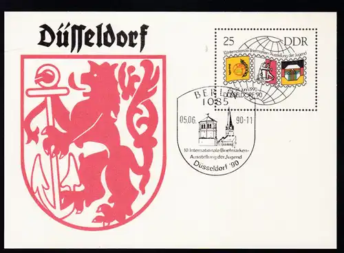 Briefmatkenausstellung Düsseldorf 1990 mit Blanko-Sonderstempel