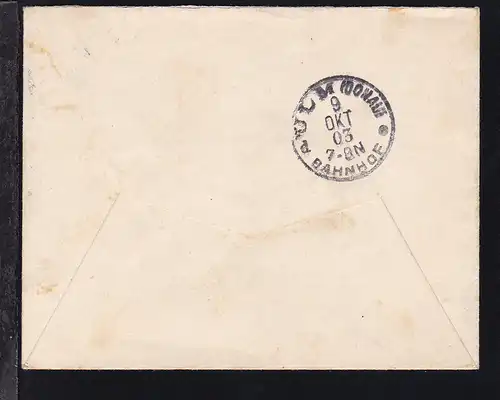 Wappen 10 Pfg. auf Brief mit K1 LINDAU I. Bodensee 9 OCT 03 (Jahreszahl