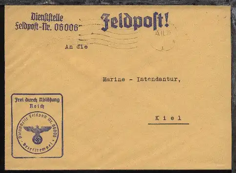 Maschinen-Halb-Stpl. 15.11.39 + Dienststellen-L2 + BfSt. 06006 