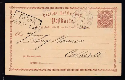 Adler ½ Gr. mit K2 MAGDEBURG BAHNH. 28.9. nach Calbe a/M.