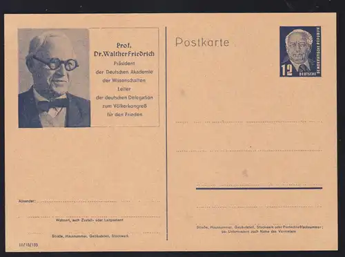 Wilhelm Pieck 12 Pfg. mit Bild Prof. Dr. Walther Friedrich