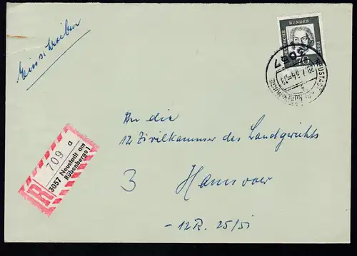 Bedeutende Deutsche 70 Pfg. auf R-Brief ab Neustadt am Rübenberge 28.7.64  