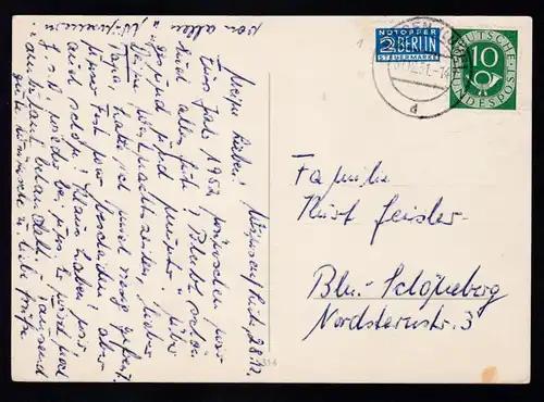 Posthorn 10 Pfg. auf Neujahrskarte nach Berlin