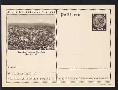 Hindenburg 6 Pfg. Druckvermerk: 37-88-1-B6 Bild: DarmstadtTintenviertel