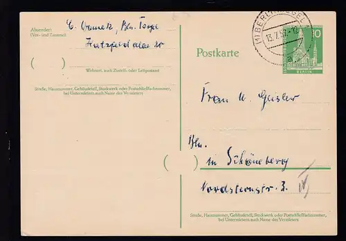 Bauten 10 Pfg. ab Berlin-Tegel 13.7.58 nach Berlin-Schöneberg